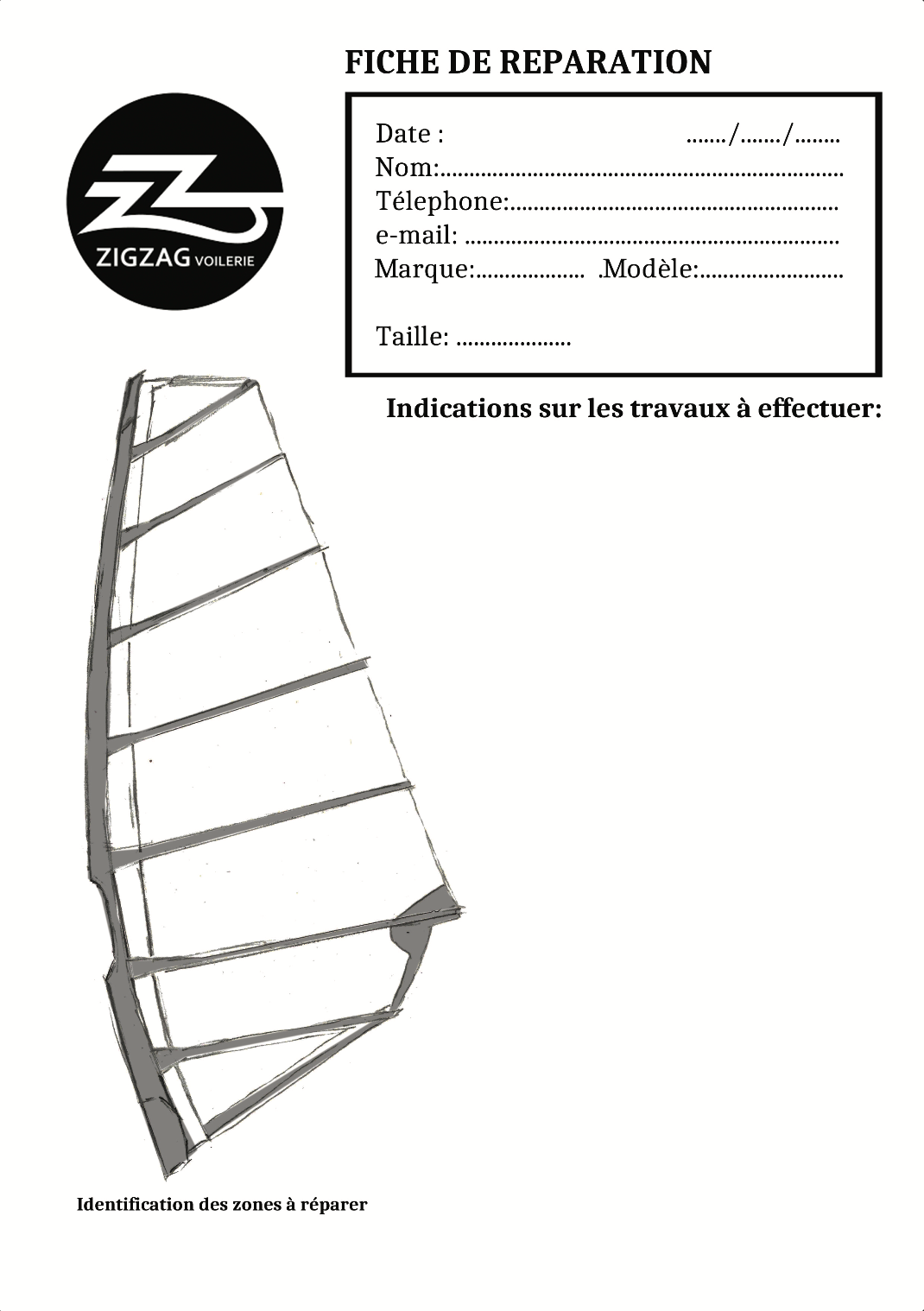 voile slalom à réparer